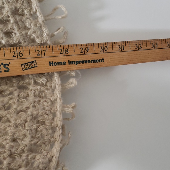 New Beautiful Open Knit Shawl Collar Wrap Fluffy Soft Tan - Picture 7 of 7